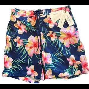 NWT Calvin Klein CK One Men's Medium Swim Trunks Bathing Suit Geometric Pockets